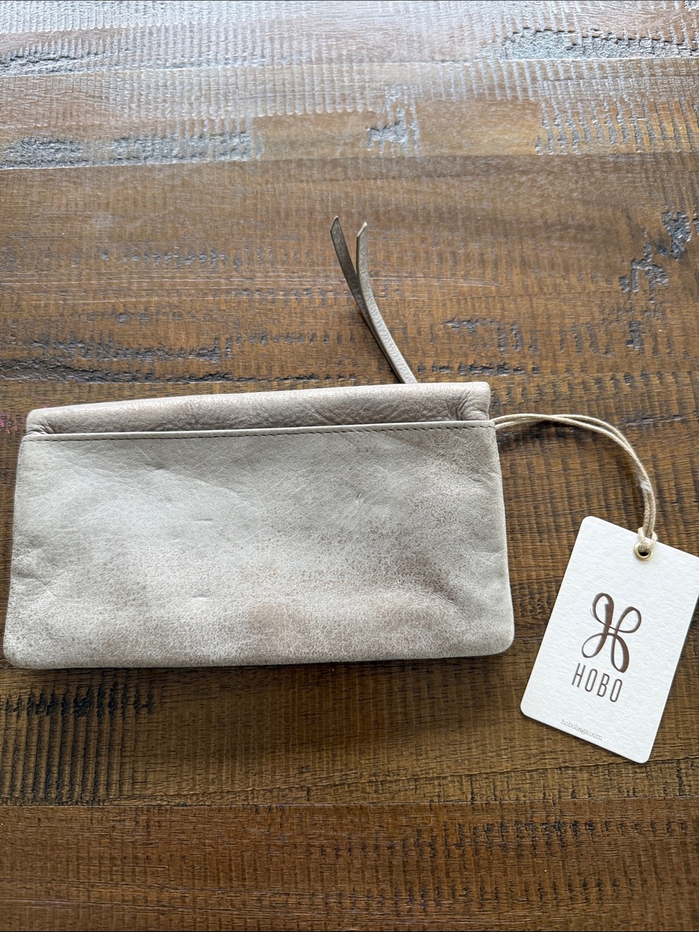 HOBO Taupe wallet in “Granite Gold”